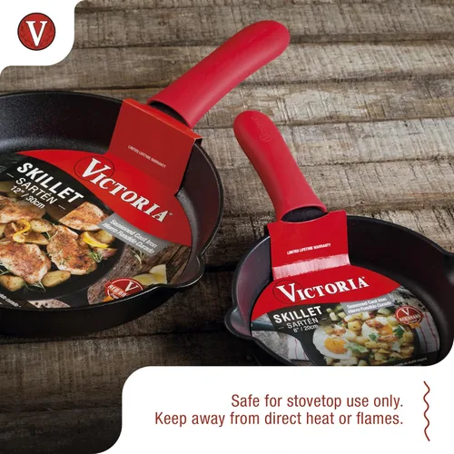 Miniatura 6 de Victoria Victoria - Funda de mango de silicona, funda de mango hecha a medida para sartenes de hierro fundido Victoria de 6.5 y 8 pulgadas, pequeña