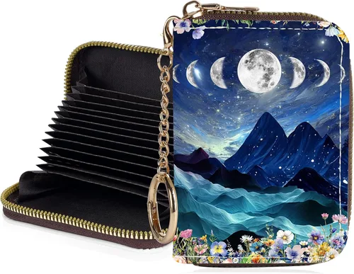 Miniatura 15 de Tarjetero de crédito para mujer, pequeña cartera RFID con cierre de llavero, bonita cartera de piel sintética, carteras para tarjetas de crédito