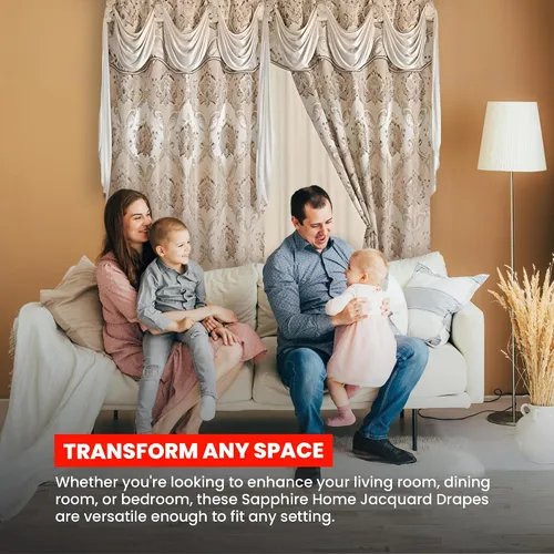 Miniatura 5 de Sapphire Home - Cortinas de jacquard de 84/63 pulgadas de longitud con cenefa adjunta + parte trasera transparente + 2 borlas, cortina tradicional