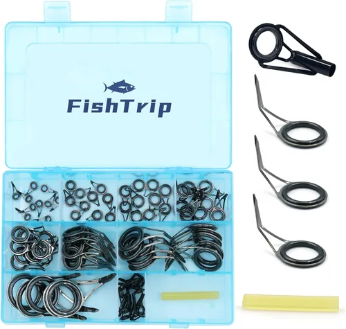 Miniatura 8 de FishTrip Kit de reparación de caña de pescar 40 y 85 piezas Kit de reparación de puntas de caña de pescar Kit de reparación de punta de caña