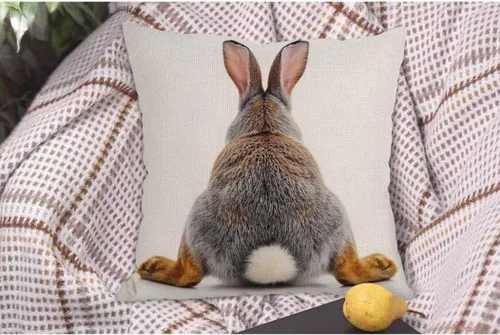 Miniatura 5 de WONDERTIFY Funda de almohada para sofá con diseño de conejo gris aislado en fondo blanco - Funda de almohada de lino suave para decoración