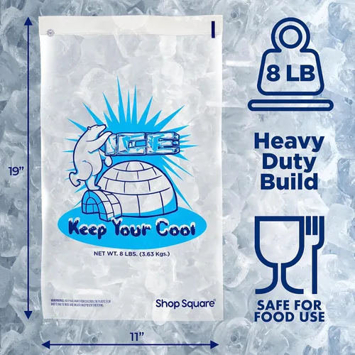 Miniatura 2 de Bolsas de hielo de 8 libras con cordón, paquete de 50 bolsas resistentes para máquinas de hielo, reutilizables, almacenamiento para congeladores