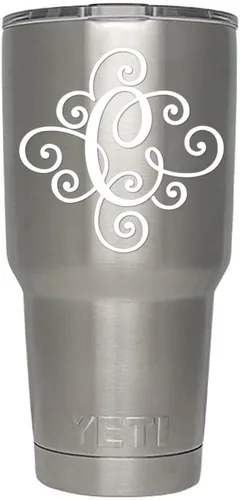 Miniatura 43 de Monogram - Calcomanía troquelada/vinilo adhesivo. Haga clic para opciones de color/letra. Disponible en cuatro colores y todas las letras de la A