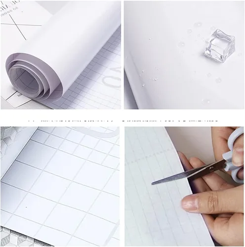 Miniatura 5 de Papel tapiz brillante blanco autoadhesivo, extraíble, de 23.6 x 393 pulgadas, impermeable, papel adhesivo blanco para encimera, armario, muebles