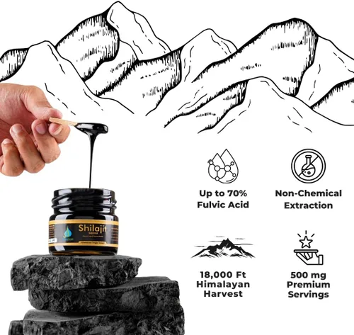 Miniatura 2 de Vedapure - Resina Shilajit del Himalaya pura 100% pura Shilajit con ácido fúlvico y más de 85 minerales traza complejo para energía y apoyo