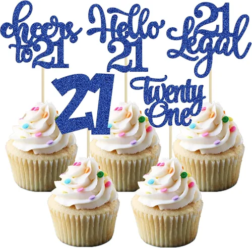 Miniatura 95 de 30 piezas Adornos para pastel de cumpleaños de 6 años, seis brillos, hola 6, púas para cupcakes, felicitaciones a los 6 años, decoraciones