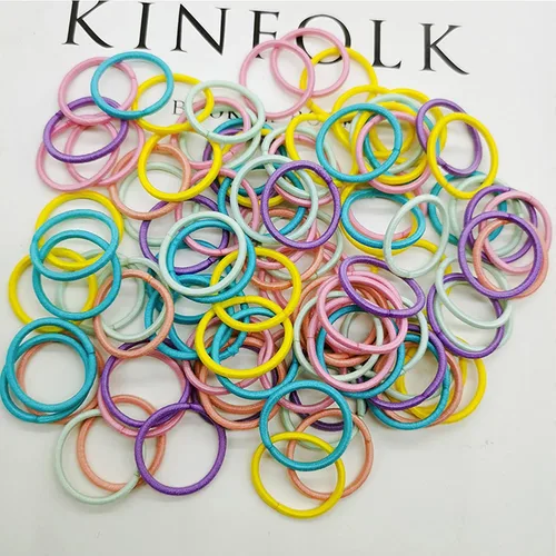 Miniatura 7 de 400 ligas multicolor para el cabello, soportes elásticos para cola de caballo sin arrugas, accesorios para el cabello de 0.8 in para niñas