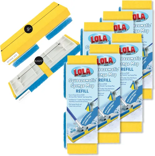 Miniatura 14 de LOLA Recambio de esponja de celulosa SqueezeMatic Butterfly Mop de 9 pulgadas, cabezal de repuesto, limpieza de pisos, comparable con recambio