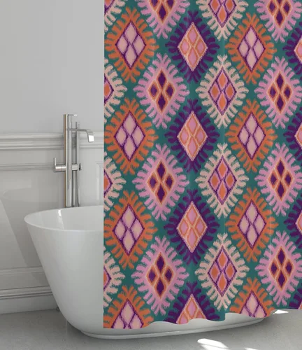 Miniatura 26 de Cortina de ducha con estampado floral coral oscuro - Patrón de flores negras moderno melancólico - Decoración moderna para el hogar - Cortina