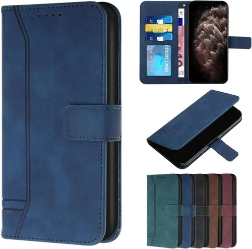 Miniatura 8 de Compatible with Motorola Moto E22/E22i, Leather Business Fashion Casual Phone Wallet Cover with Card Holder Slots Shockproof Kickstand Case-Black