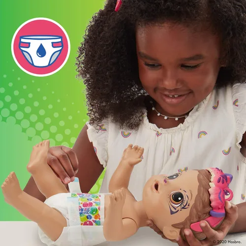 Miniatura 7 de Baby Alive Rainbow Wildcats muñeca de tigre, con accesorios, bebida, pañal, juguete de tigre para niños mayores de 3 años, pelo marrón