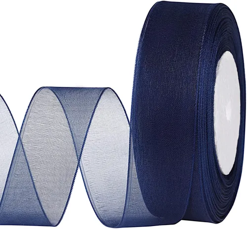 Miniatura 12 de molshine Cinta de organza transparente brillante de 50 yardas x 1 pulgada, cintas de tela de gasa para ramos de guirnaldas, lazo, boda, envoltura