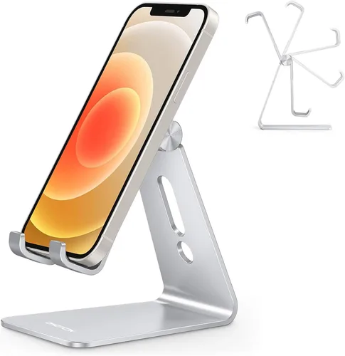 Miniatura 9 de OMOTON Soporte ajustable para teléfono celular, base soporte para teléfono de escritorio de aluminio C2, compatible con iPhone 15, 14, 13, XS, XR, 8