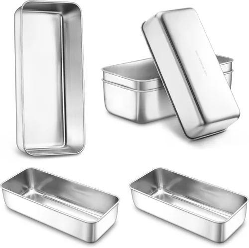 Miniatura 13 de LIANYU Paquete de 4 mini moldes para hornear pan, 6.3 x 3.5 pulgadas, molde pequeño de acero inoxidable para pan casero, molde de hojalata