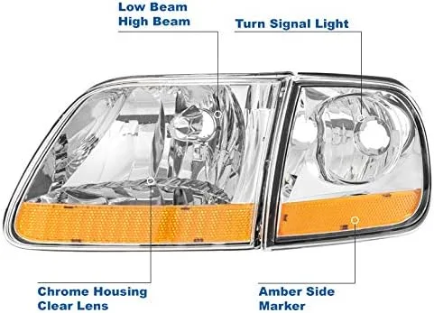 Miniatura 2 de Faros delanteros de repuesto cromados compatibles con Ford F-150/1997-2002 Expedition 1997-2002