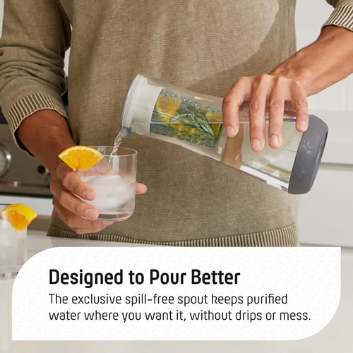 Miniatura 3 de Hydros Jarra con filtro de agua, diseño delgado de 40 onzas, tecnología patentada Fast Flo Tech, apta para lavavajillas, se llena en solo 40 Blanco