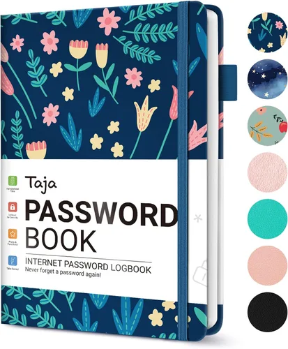 Miniatura 22 de Taja - Libreta de contraseñas con pestañas alfabéticas para personas mayores, cuaderno de contraseñas y registro detallado de direcciones de sitios