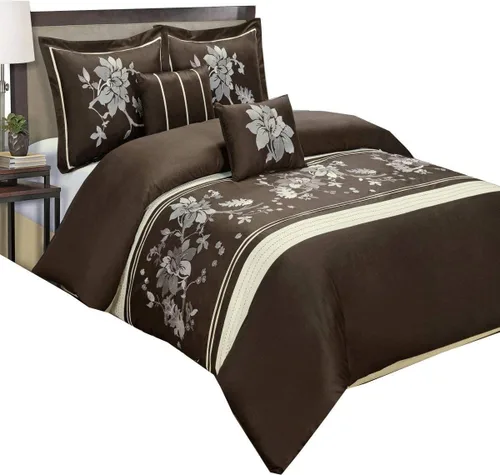 Miniatura 4 de Royal Hotel Bedding Myra California-King - Juego de edredón bordado, 10 piezas, color gris