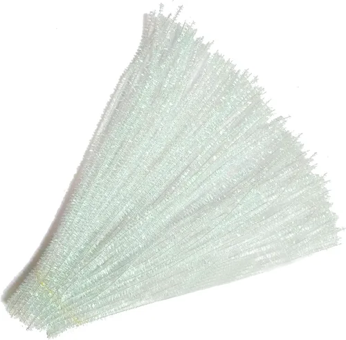 Miniatura 3 de 200 limpiadores de tuberías con tallos de oropel con purpurina de 12 pulgadas (blanco colorido)
