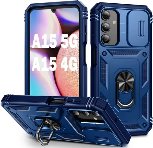 Miniatura 37 de PASNEW Funda para Samsung Galaxy A54, Soporte Metálico y Cubierta Deslizante para Cámara, Militar Multicapa Resistente de Cuerpo Completo a Prueba