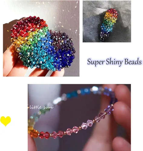 Miniatura 6 de 100 cuentas de cristal de cristal, cuentas de vidrio de 0.236 pulgadas para la fabricación de joyas, cuentas de bicona, cuentas de cristal de bicono