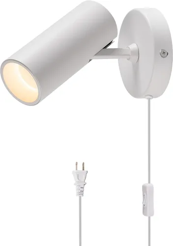 Aisilan - Focos de pared LED para interiores, enchufe con interruptor, luces elevadoras ajustables para iluminación de pared, 12 W COB 3000K CRI97