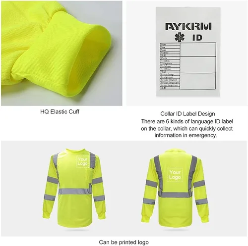 Miniatura 4 de A-SAFETY Camiseta de seguridad con logotipo reflectante de alta visibilidad de alta visibilidad Amarillo