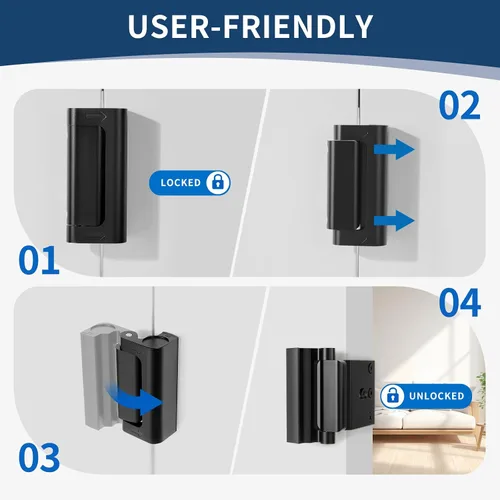 Miniatura 4 de 3 piezas de cerradura de refuerzo para puerta, cerraduras de puerta para seguridad de niños, cerraduras de seguridad de puerta desde