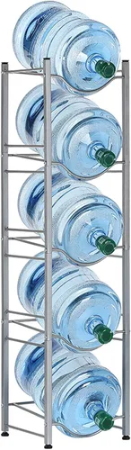 LIANTRAL Soporte para Jarra de Agua de 5 Galones, Estante de Almacenamiento de Botellas de Agua de 5 Galones, 5 Niveles, Plata plateado