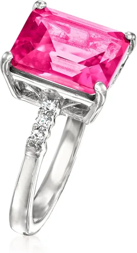 Miniatura 3 de Ross-Simons Anillo de topacio rosa y blanco de 5.35 qt t en plata de ley