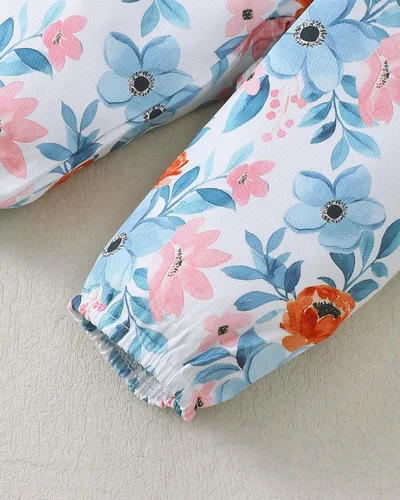 Miniatura 30 de SUNNY PIGGY Ropa para bebé recién nacida, con volantes, mameluco de algodón floral, conjunto de pantalones de algodón para niñas