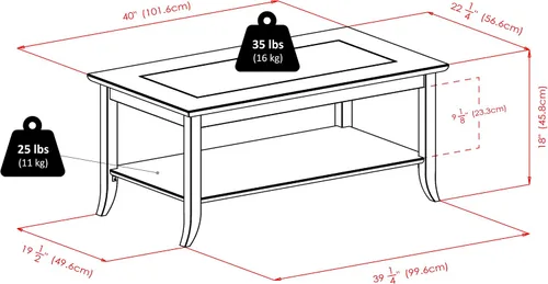 Miniatura 3 de Mesa para café rectangular Génova de Winsome con parte superior de vidrio