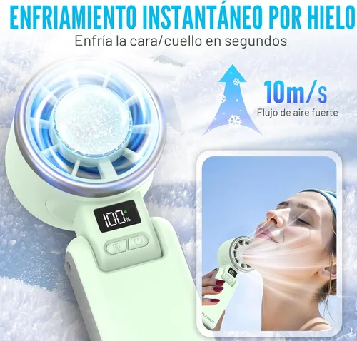 Miniatura 2 de PlayHot Ventilador Portátil de Mano Mejorado con Enfriamiento de Hielo de 60°F, Hasta 12Hrs de Funcionamiento, Ventiladores de Mano Portátiles de 5
