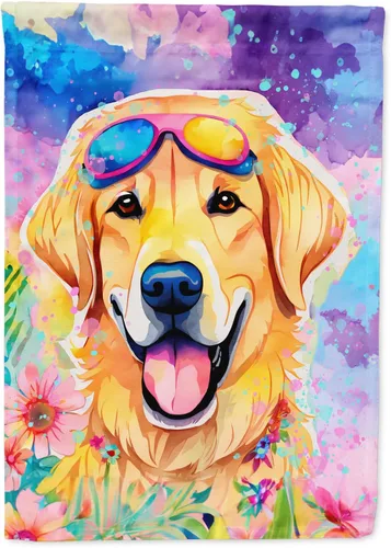Miniatura 30 de Caroline's Treasures DAC2448GF - Bandera de jardín con diseño de perro afgano hippie Dawg, bandera decorativa para patio exterior, patio, obras