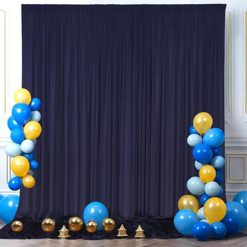 Miniatura 23 de Cortinas tipo telón de 10 x 10 pies sin arrugas de color azul bebé para fiestas, cortinas tipo telón de tela gruesa para foto de boda, cumpleaños
