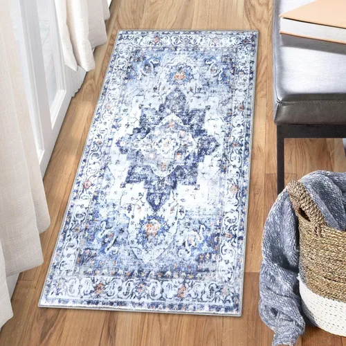 Miniatura 35 de COMSLE Alfombra bohemia de 2 x 3 pies, lavable a máquina, para entrada, lana sintética, alfombra pequeña, envejecida, antideslizante