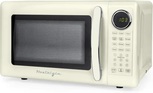 Miniatura 7 de Nostalgia Horno microondas retro compacto para encimera, 0.7 pies cúbicos, 700 vatios con pantalla digital LED, bloqueo para niños, interior fácil