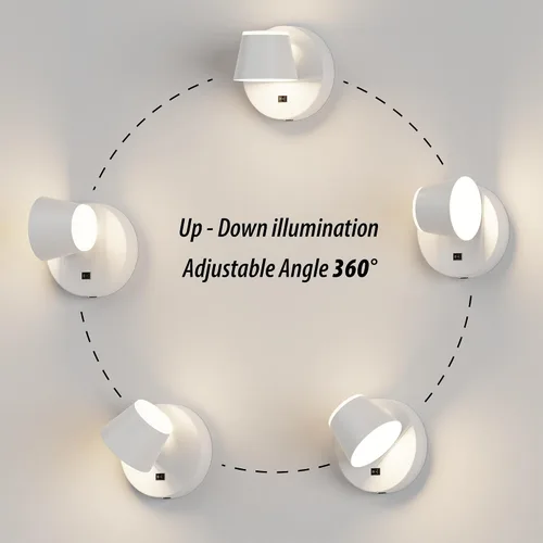Miniatura 4 de URSOLA Aplique de pared que funciona con pilas con control remoto, lámpara de pared recargable con batería LED de 9000mAh, 3CCT y ajustable