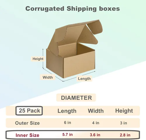 Miniatura 2 de MEBRUDY - Cajas de envío de 6 x 4 x 3 pulgadas, paquete de 25, caja pequeña de cartón corrugado para enviar por correo, embalaje, publicidad por