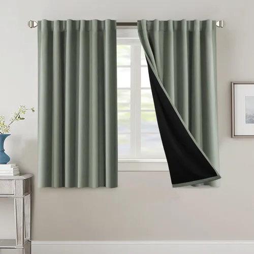 Miniatura 9 de H.VERSAILTEX Cortinas 100% opacas para dormitorio con forro negro, cortinas de oscurecimiento de habitación completa, con aislamiento térmico