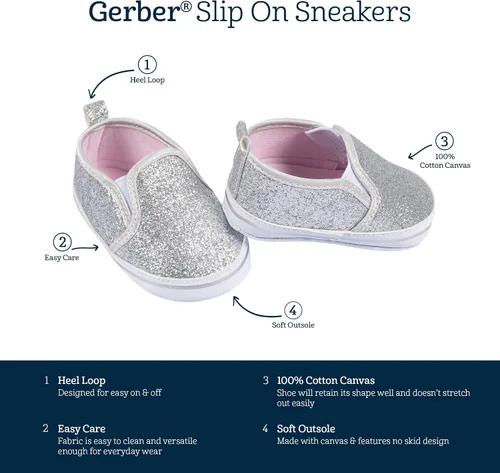Miniatura 6 de Gerber baby-girls unisex-baby Newborn Infant Toddler Boy and Girl Slip-on Sneaker Crib Shoe
