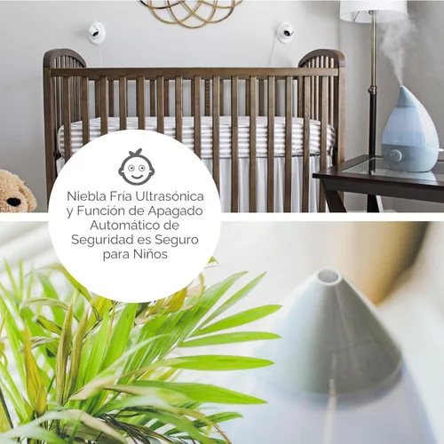 Miniatura 3 de Crane Humidificador ultrasónico de niebla fría en forma de lágrima, tanque grande de 1 galón, apagado automático, humidificadores de bebé para Gris