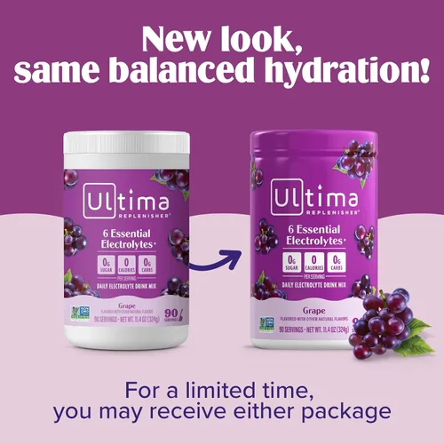 Miniatura 4 de Ultima replenisher Electrolyte polvo Nueva Fórmula, 1, 1 Zero Sugar Grape Hydration Powder with 6 Electrolytes & Minerals - Sugar Free