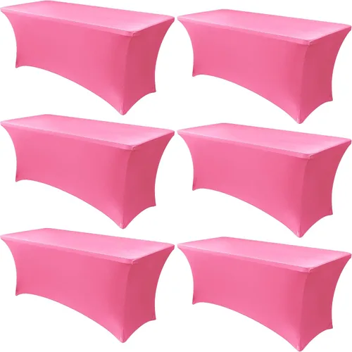 Miniatura 11 de Obstal Paquete de 6 Fundas de Mesa Elásticas de Spandex para Mesas de 6 Pies - Mantel Rectangular Universal Ajustado de 6 Pies Protector para Bodas