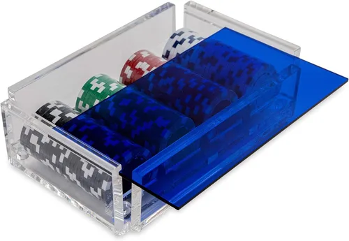 Miniatura 3 de La Ficha - Juego de fichas de póquer, 100 fichas resistentes y resistentes, incluye 4 fichas de color para jugar, caja de acrílico hecha a mano