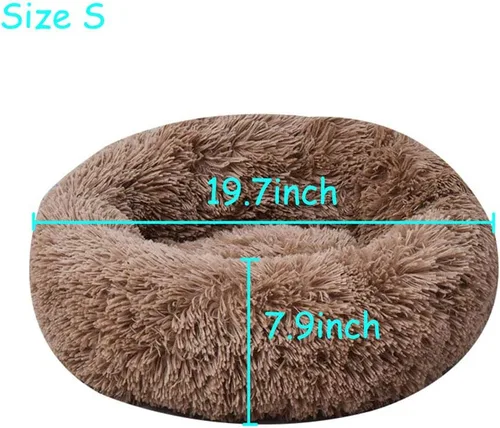Miniatura 6 de Cama redonda de felpa suave moderna para gatos o perros pequeños, cama para perros o gatos de tamaño mini o mediano, auto-calentable, otoño, Café