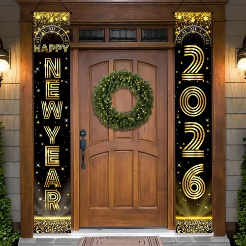 KatchOn, Cartel extra grande de feliz año nuevo – 72 x 12 pulgadas | Decoraciones de Año Nuevo 2026 | Suministros de fiesta de Año Nuevo 2026,