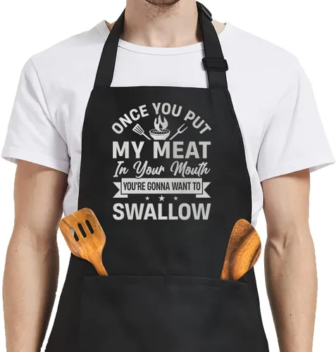 Miniatura 32 de SANDJEST Funny Mens Aprons with Pockets for BBQ Grilling Cooking Grandpa Husband Apron for Birthday Christmas Father's Day funny 7