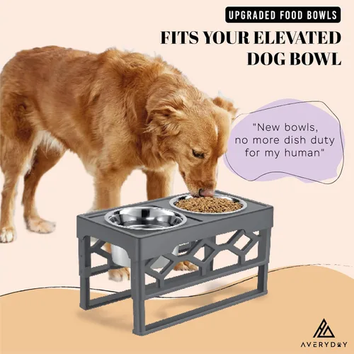 Miniatura 7 de AVERYDAY Juego de tazones para perros de acero inoxidable de 21 onzas, paquete de 2 para soporte de tazones para perros de repuesto, tazones
