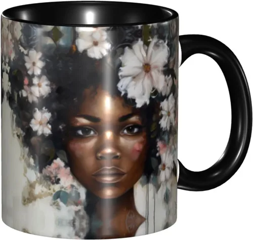Miniatura 20 de Taza de café, taza de té para mujeres y niñas, taza de diseño único, perfecta para regalos, mujeres afroamericanas afro
